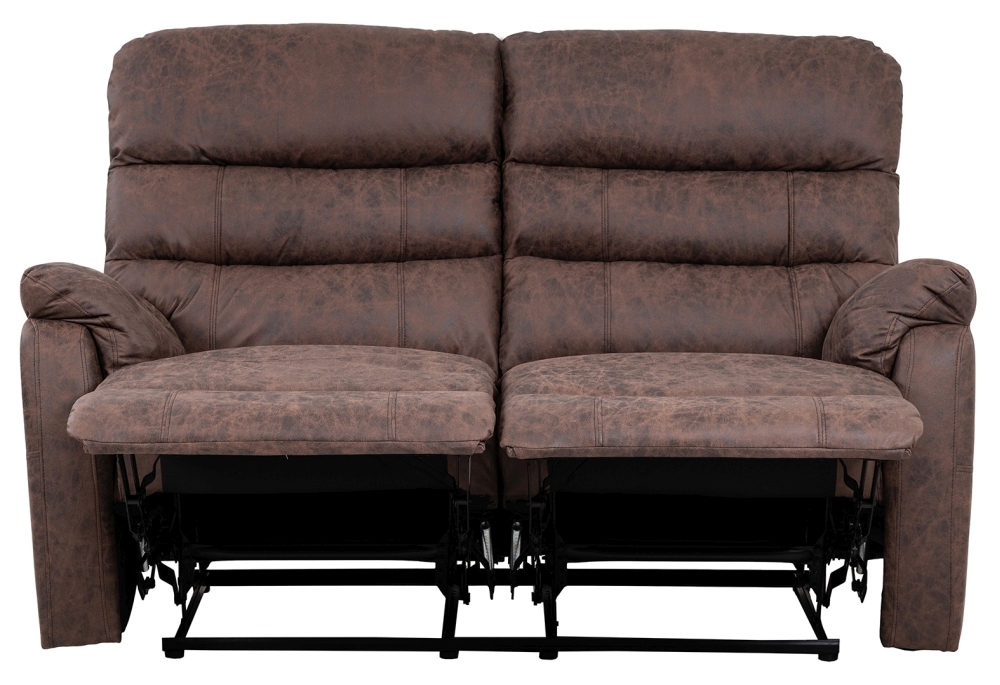 Product photograph of Riviera Leather 2 Seater Recliner Sofa - Comes In Grey And Antique Brown from Choice Furniture Superstore.