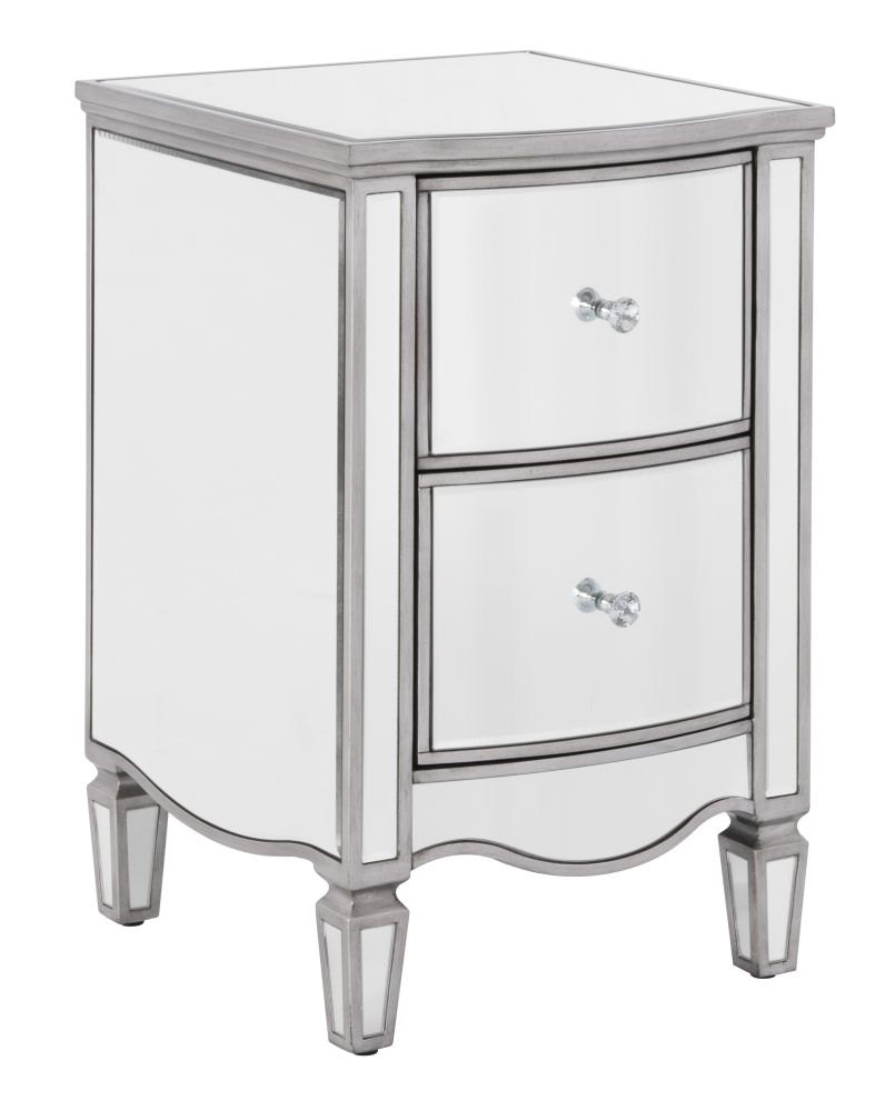 Product photograph of Elysee Mirrored 2 Drawer Narrow Bedside from Choice Furniture Superstore.