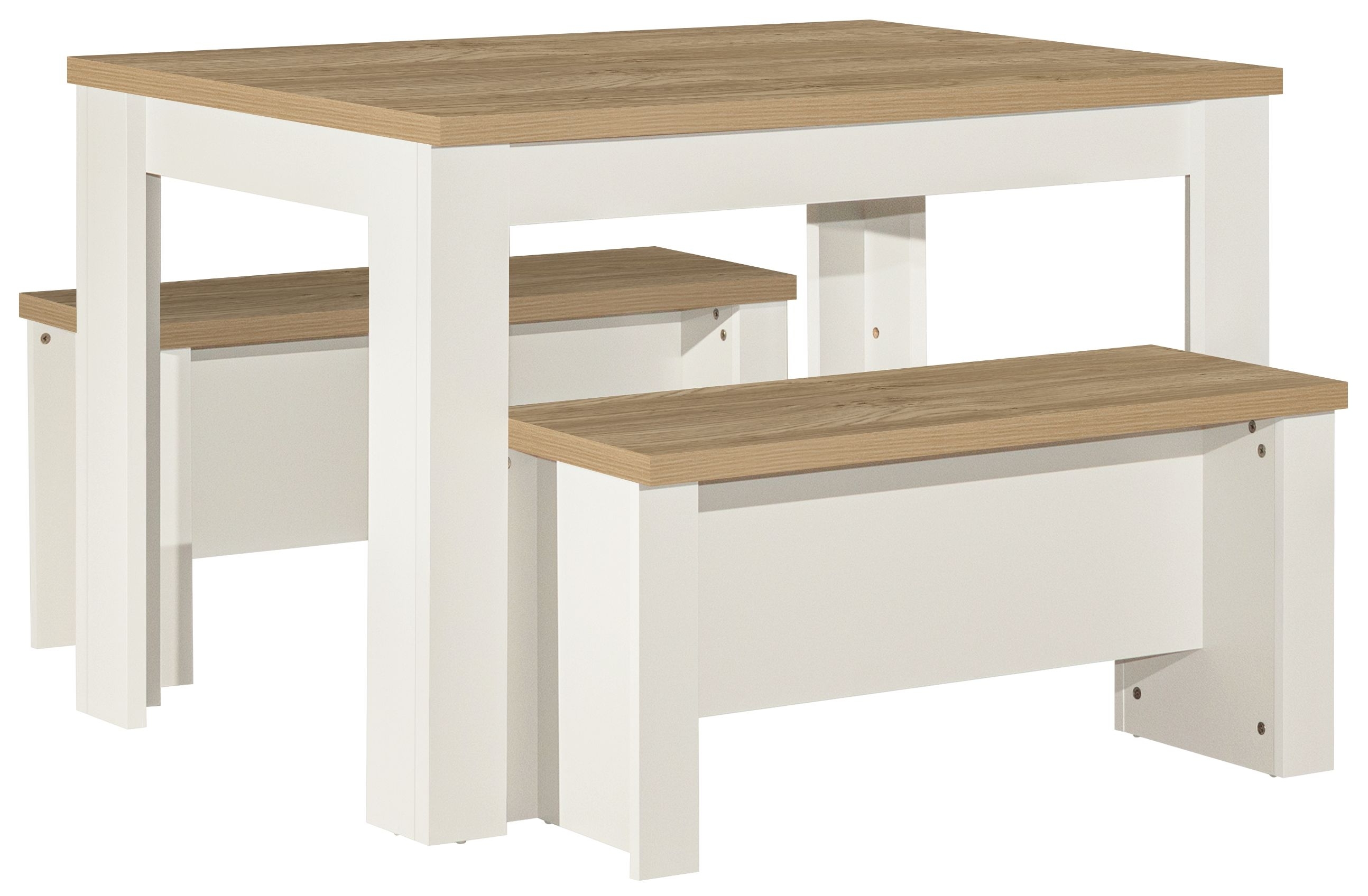 Product photograph of Highgate Oak Dining Table Set With 2 Bench - Comes In Grey Cream And Navy Blue Options from Choice Furniture Superstore.