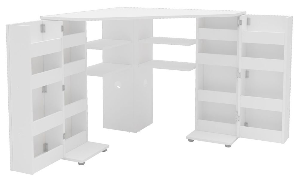 Product photograph of Olivia White Corner Dressing Table With Storage from Choice Furniture Superstore.