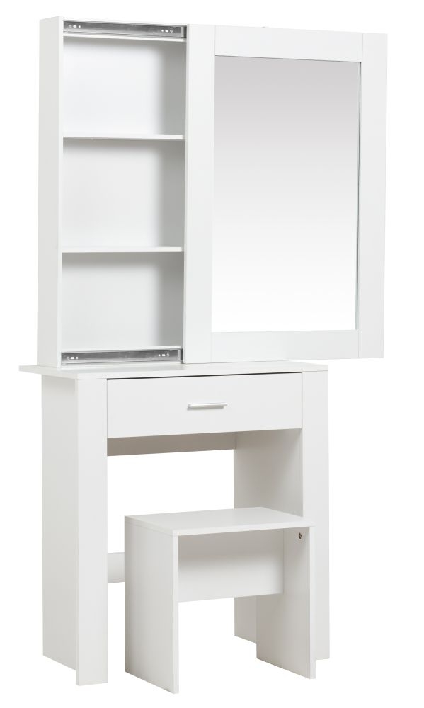 Product photograph of Evelyn Sliding Mirror 1 Drawer Dressing Table - Comes In White And Black Options from Choice Furniture Superstore.