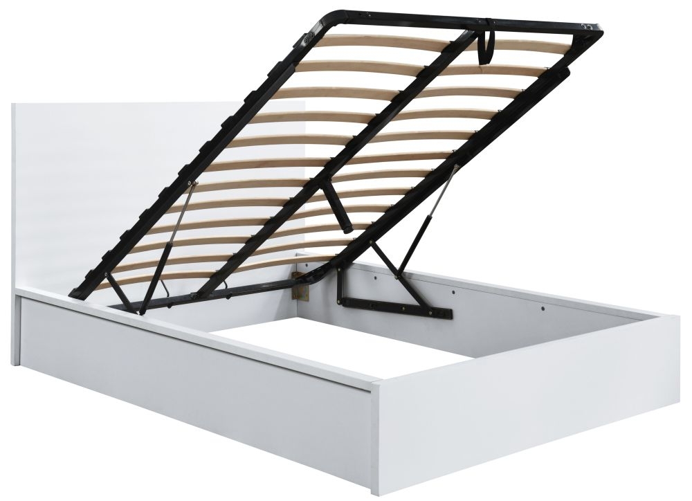 Product photograph of Oslo White Ottoman Storage Bed - Sizes Availabe from Choice Furniture Superstore.
