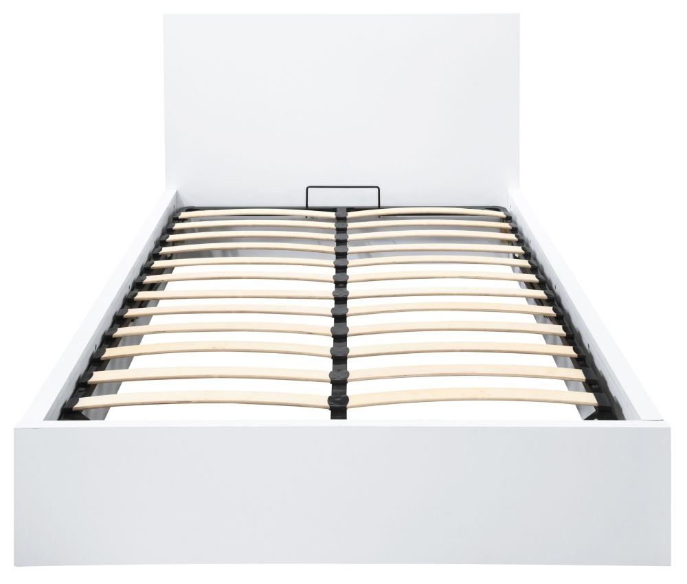 Product photograph of Oslo White Ottoman Storage Bed - Sizes Availabe from Choice Furniture Superstore.