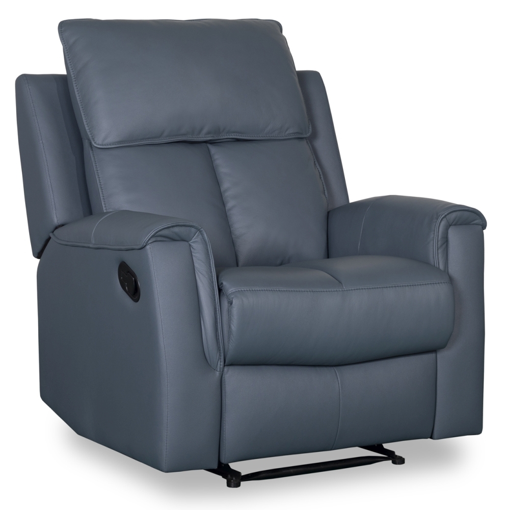 Product photograph of Bergamo Leather Recliner Chair - Comes In Dark Grey And Blue Grey from Choice Furniture Superstore.