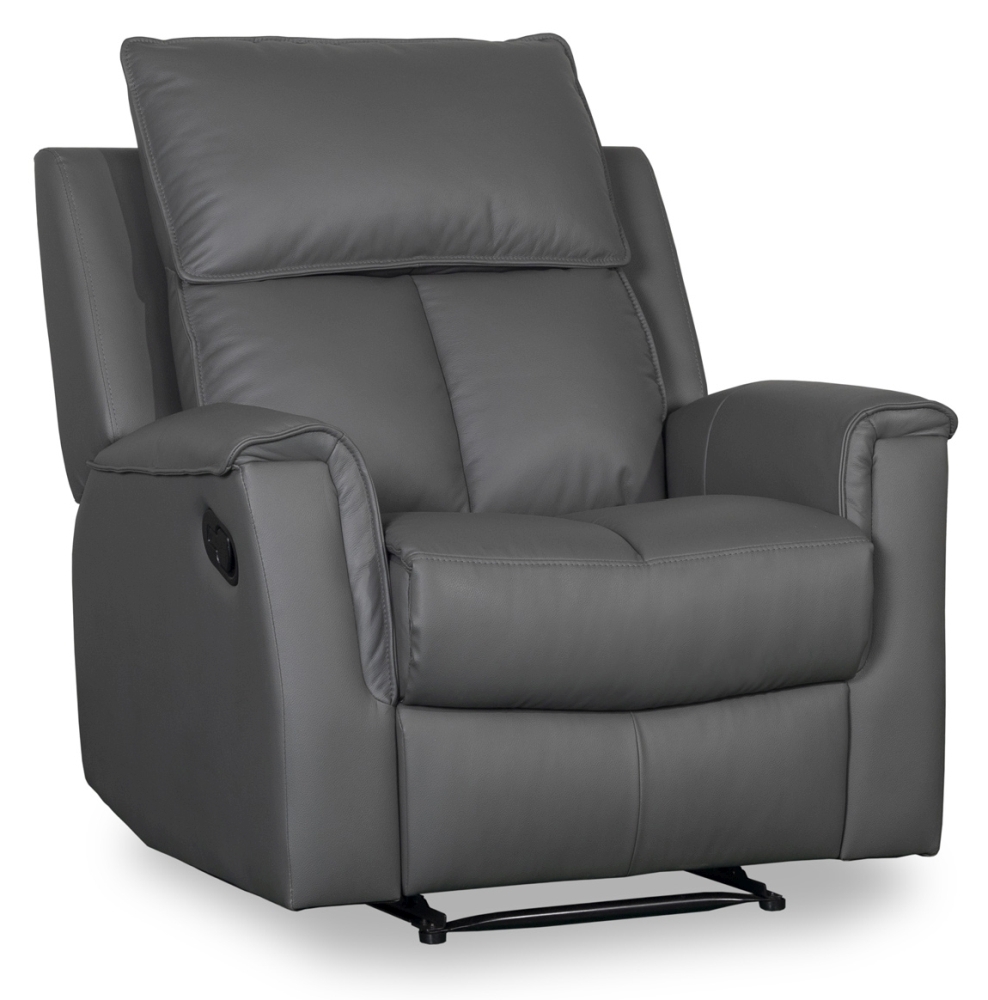 Product photograph of Bergamo Leather Recliner Chair - Comes In Dark Grey And Blue Grey from Choice Furniture Superstore.