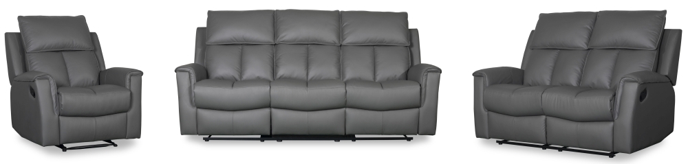 Product photograph of Bergamo Leather Recliner Chair - Comes In Dark Grey And Blue Grey from Choice Furniture Superstore.