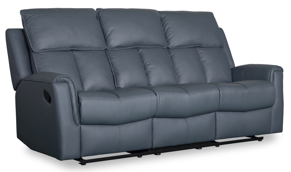 Product photograph of Bergamo Leather Recliner 3 Seater Sofa - Comes In Dark Grey And Blue Grey from Choice Furniture Superstore.