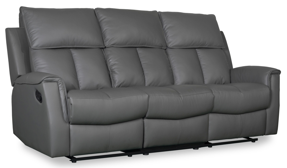 Product photograph of Bergamo Leather Recliner 3 Seater Sofa - Comes In Dark Grey And Blue Grey from Choice Furniture Superstore.