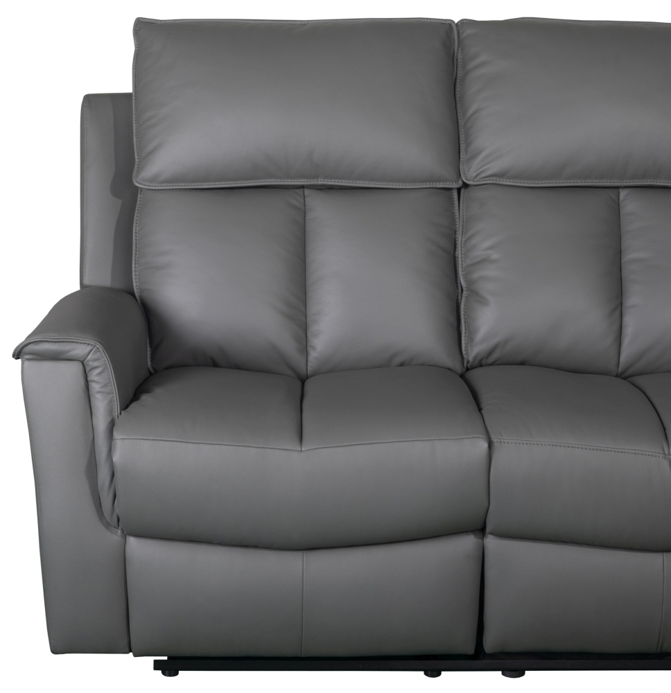 Product photograph of Bergamo Leather Recliner 3 Seater Sofa - Comes In Dark Grey And Blue Grey from Choice Furniture Superstore.