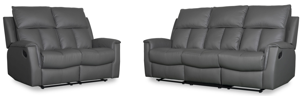 Product photograph of Bergamo Leather Recliner 3 Seater Sofa - Comes In Dark Grey And Blue Grey from Choice Furniture Superstore.