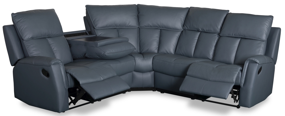 Product photograph of Bergamo Leather Recliner Corner Sofa - Comes In Dark Grey And Blue Grey from Choice Furniture Superstore.