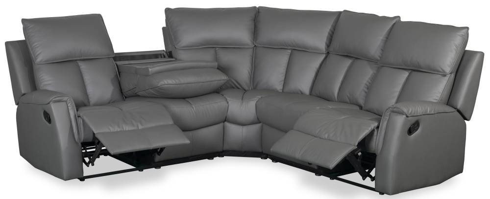 Product photograph of Bergamo Leather Recliner Corner Sofa - Comes In Dark Grey And Blue Grey from Choice Furniture Superstore.