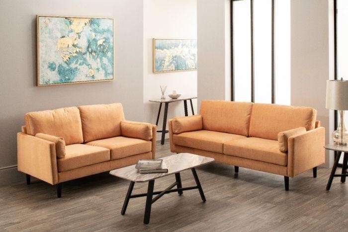 Product photograph of Teddy Ochre Fabric 3 Seater Sofa from Choice Furniture Superstore.