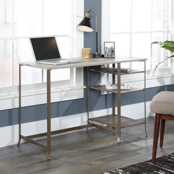 Product photograph of Teknik City Centre Champagne Oak Desk from Choice Furniture Superstore.