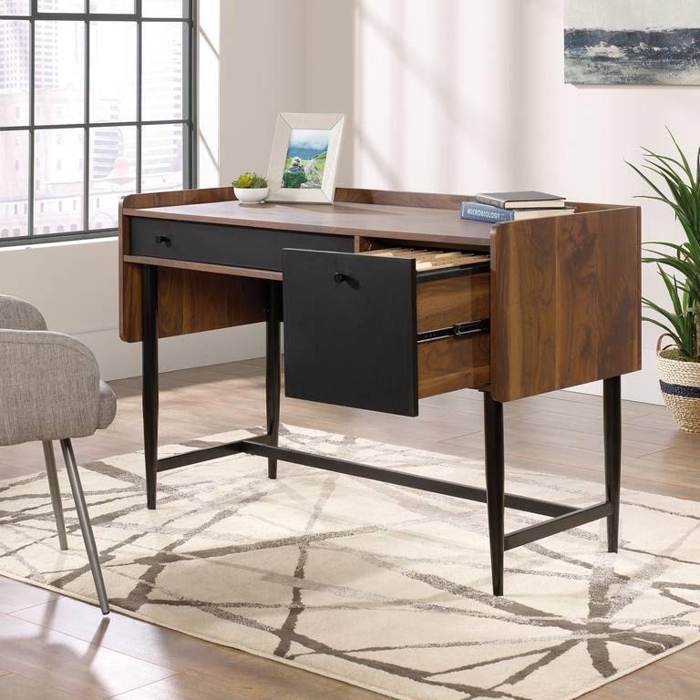 Product photograph of Teknik Hampstead Park Walnut Compact Desk from Choice Furniture Superstore.