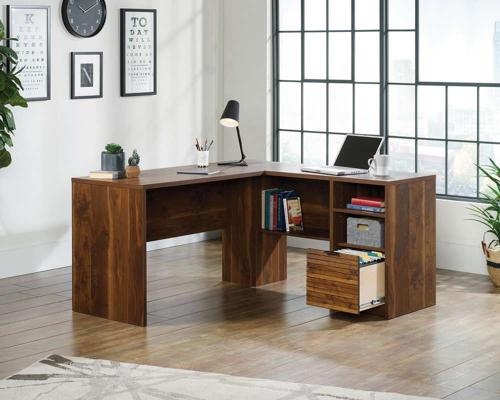 Product photograph of Teknik Hampstead Park Walnut L Shaped Desk from Choice Furniture Superstore.