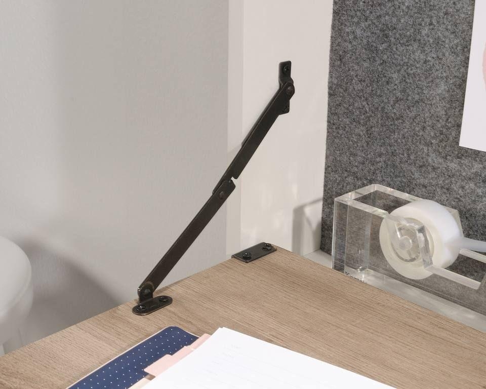 Product photograph of Teknik Avon Oak Leather Handled Wall Desk from Choice Furniture Superstore.