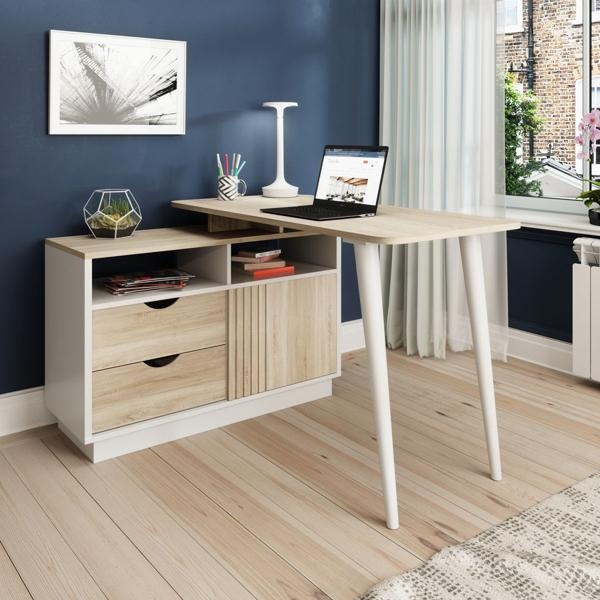 Product photograph of Teknik Bridge Sonoma Oak Desk from Choice Furniture Superstore.