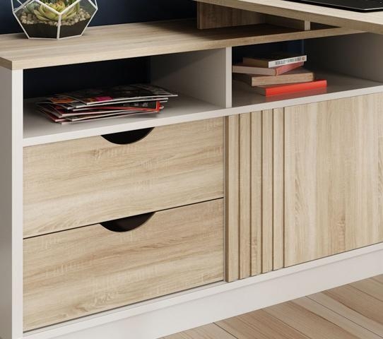 Product photograph of Teknik Bridge Sonoma Oak Desk from Choice Furniture Superstore.