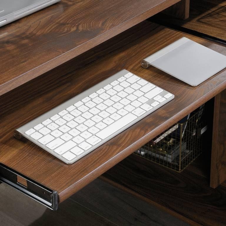 Product photograph of Teknik Clifton Place L-shaped Walnut Desk from Choice Furniture Superstore.