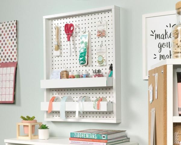 Product photograph of Teknik Craft Wall Mounted Peg Board Desk from Choice Furniture Superstore.