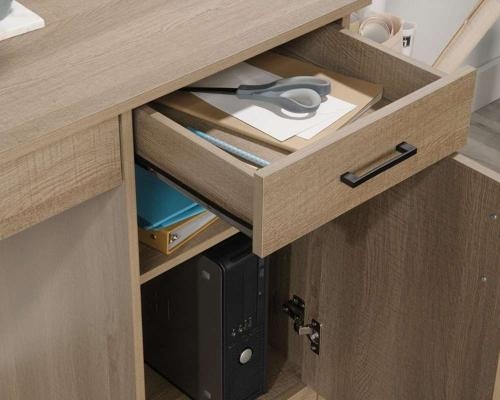 Product photograph of Teknik Essentials Oak Computer Desk from Choice Furniture Superstore.
