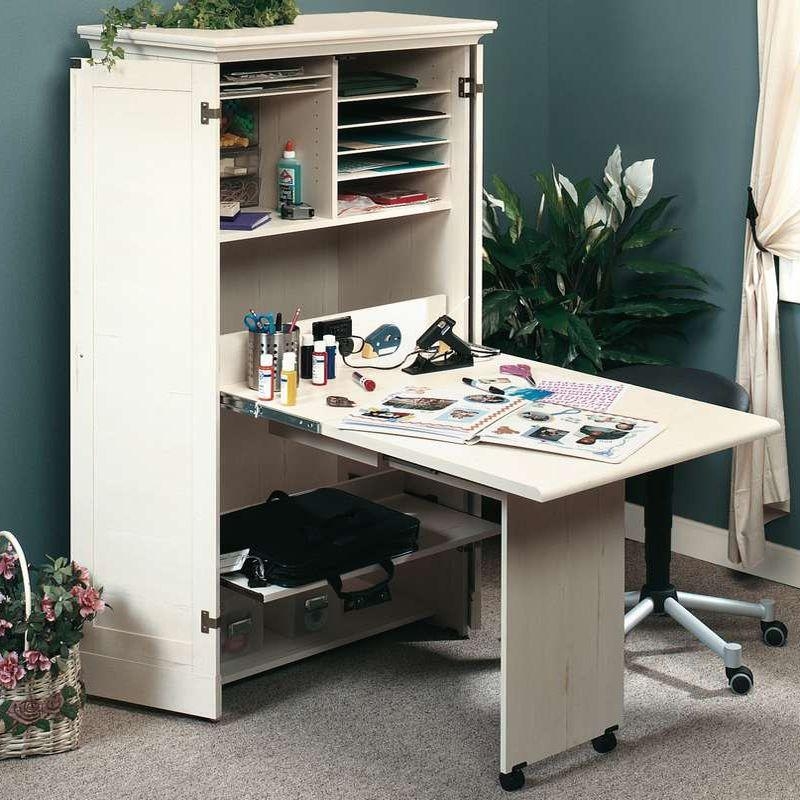 Product photograph of Teknik Hideaway Antiqued White Office Desk from Choice Furniture Superstore.