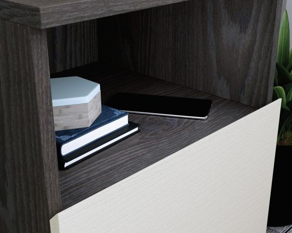Product photograph of Teknik Hudson Charcoal Ash Bedside Cabinet from Choice Furniture Superstore.