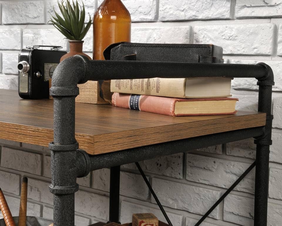Product photograph of Teknik Iron Foundry Oak Desk from Choice Furniture Superstore.