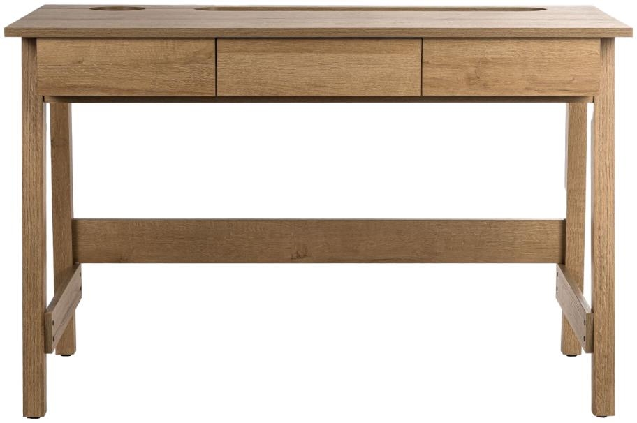 Product photograph of Teknik Ithaca 3 Drawer Oak Desk from Choice Furniture Superstore.