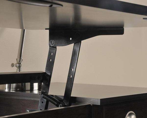 Product photograph of Teknik Jamocha Wood Sit Stand Desk from Choice Furniture Superstore.