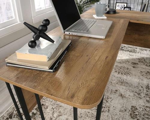 Product photograph of Teknik Stationmaster L Shaped Oak Desk from Choice Furniture Superstore.
