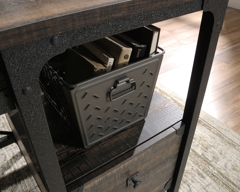 Product photograph of Teknik Steel Gorge Carbon Oak 2 Drawer Desk from Choice Furniture Superstore.