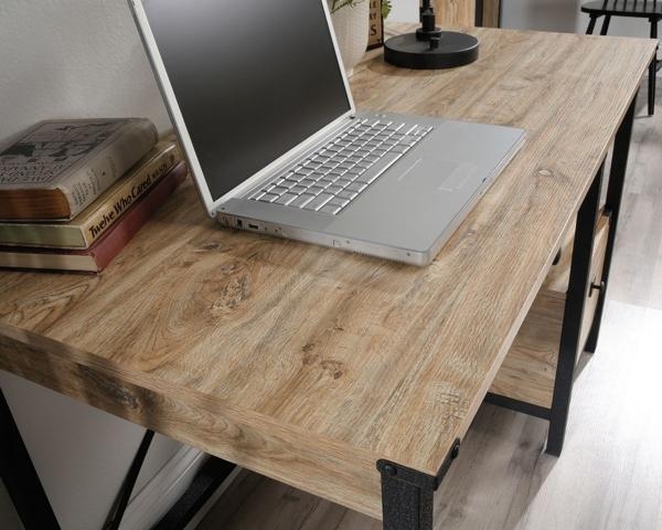 Product photograph of Teknik Steel Gorge Milled Mesquite 2 Drawer Desk from Choice Furniture Superstore.