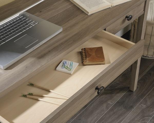 Product photograph of Teknik Salt Oak Study 2 Drawer Desk from Choice Furniture Superstore.