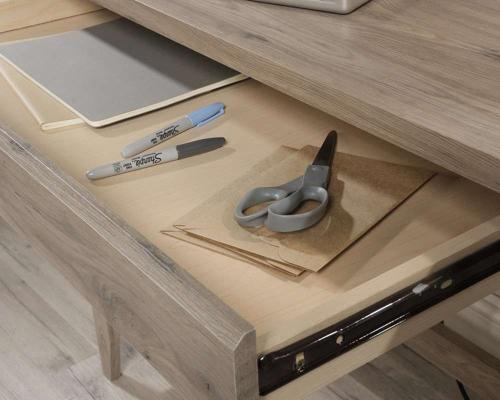 Product photograph of Teknik Summit Oak 2 Drawer Desk from Choice Furniture Superstore.