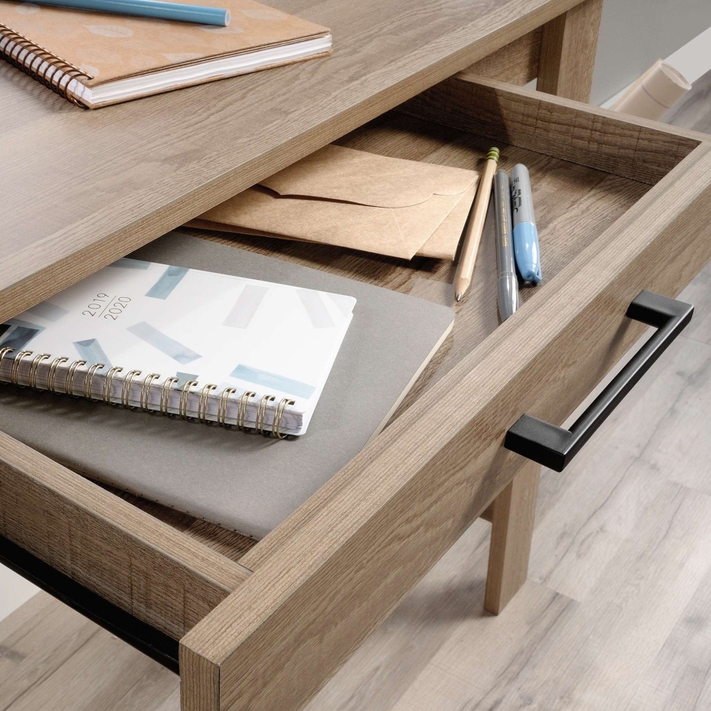 Product photograph of Teknik Trestle Summer Oak 1 Drawer Desk from Choice Furniture Superstore.