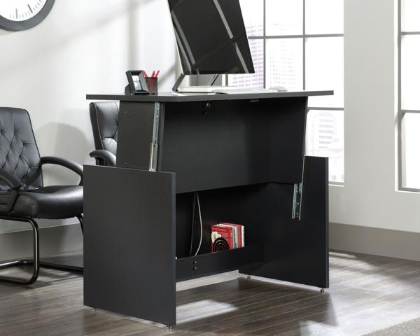 Product photograph of Teknik Vertex Sit Stand Bourbon Oak Desk from Choice Furniture Superstore.