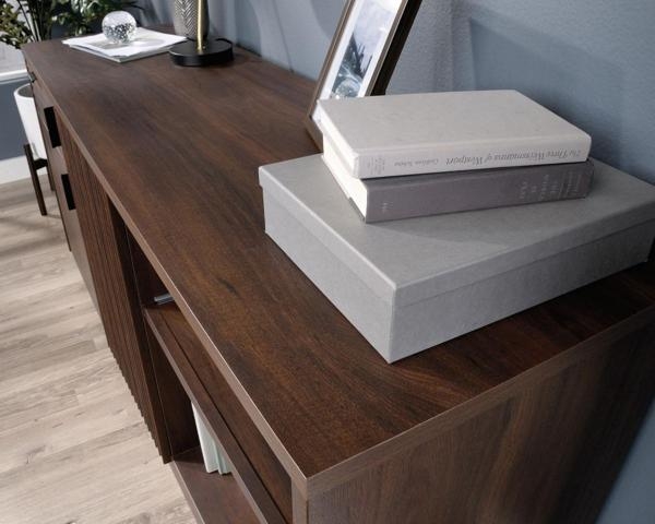 Product photograph of Teknik Elstree Mahogany Credenza Desk from Choice Furniture Superstore.