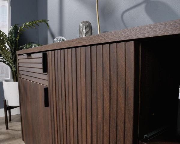 Product photograph of Teknik Elstree Mahogany Credenza Desk from Choice Furniture Superstore.