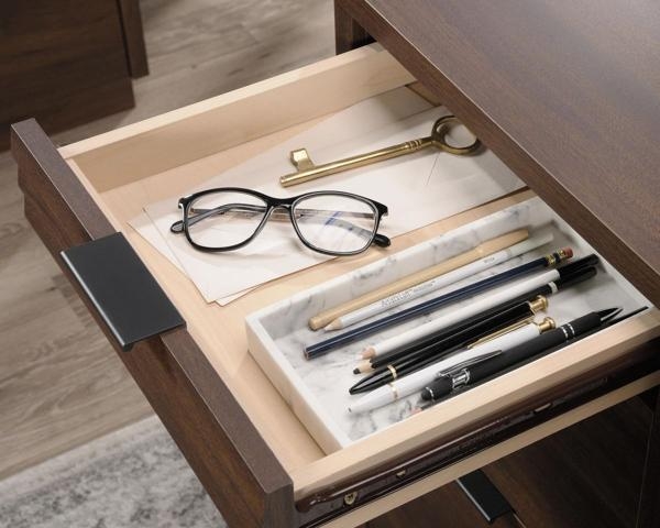 Product photograph of Teknik Elstree Mahogany Executive Desk from Choice Furniture Superstore.