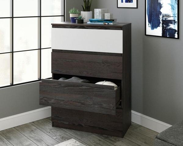 Product photograph of Teknik Hudson Charcoal Ash 4 Drawer Chest from Choice Furniture Superstore.