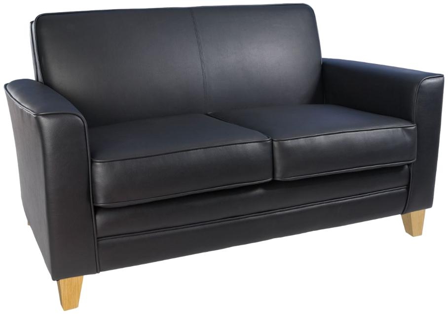 Product photograph of Teknik Newport Black Leather 2 Seater Sofa from Choice Furniture Superstore.