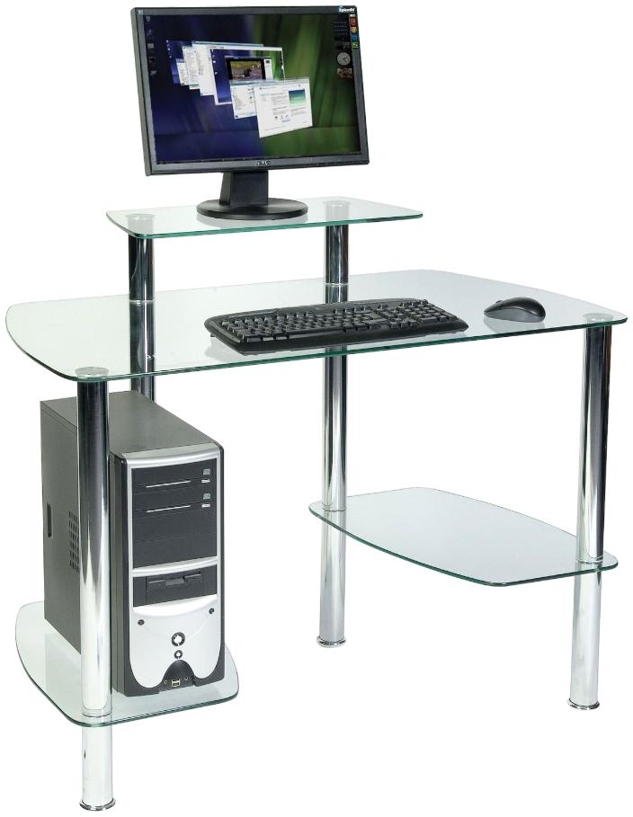 Product photograph of Teknik Glacier Tempered Glass Workstation from Choice Furniture Superstore.