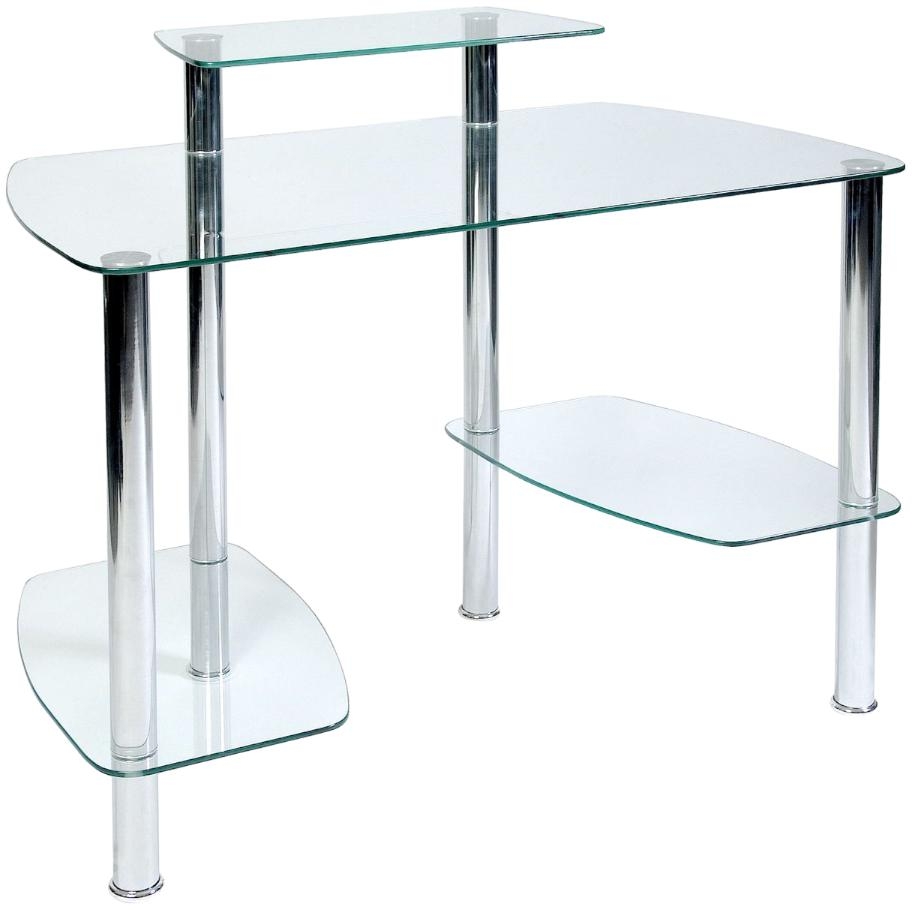 Product photograph of Teknik Glacier Tempered Glass Workstation from Choice Furniture Superstore.