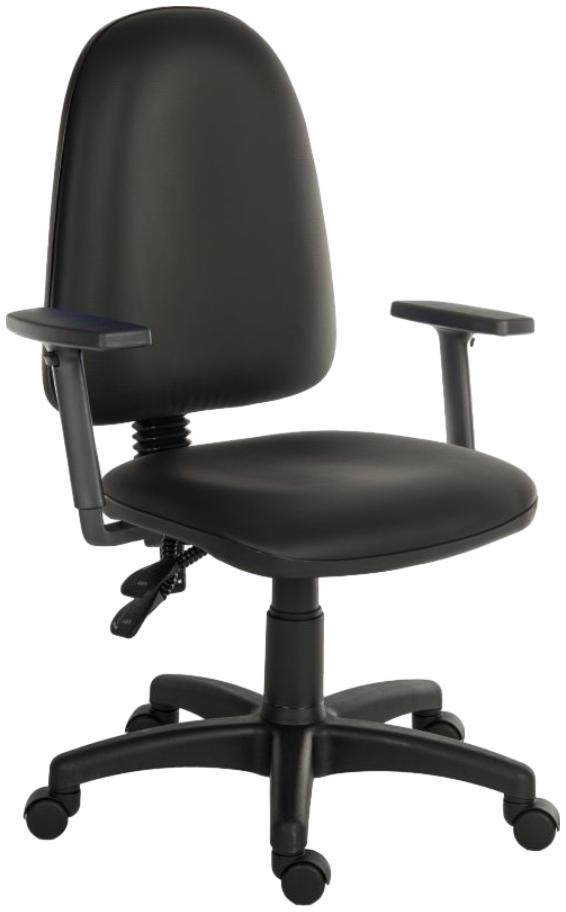 Product photograph of Teknik Ergo Twin Pu Black Fabric Adjustable Swivel Office Chair from Choice Furniture Superstore.