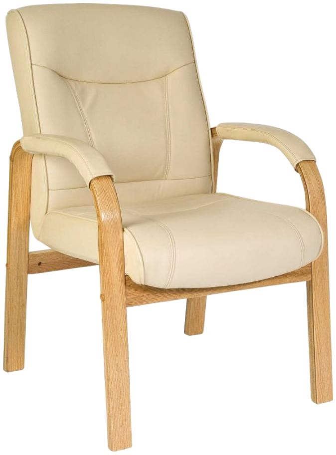 Product photograph of Teknik Knightsbridge Visitor Cream Leather Chair from Choice Furniture Superstore.