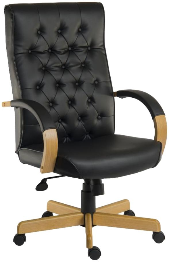 Product photograph of Teknik Warwick Noir Leather Button Back Chair from Choice Furniture Superstore.