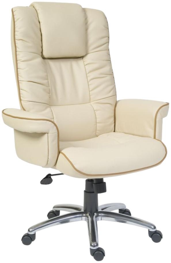 Product photograph of Teknik Windsor Cream Leather Chair from Choice Furniture Superstore.