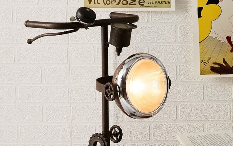 Product photograph of Iron Black Metal Cycle Floor Lamp from Choice Furniture Superstore.
